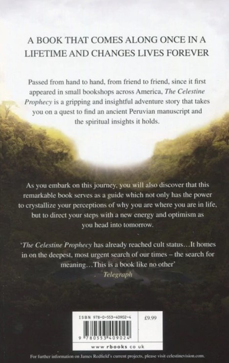 The Celestine Prophecy - James Redfield. Spirituell skjønnliteratur. 330 sider. Pocket bok. ISBN NR. 978-0-553-40902-4
