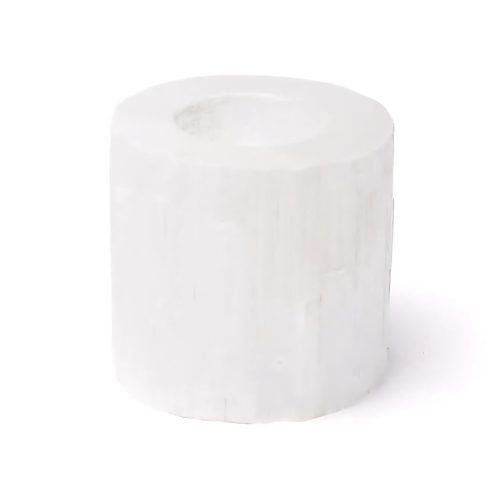 Selenitt rund telysholder - medium - 7 x 7 cm.