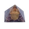 Orgonittpyramide Ametyst med Livets blomst merke