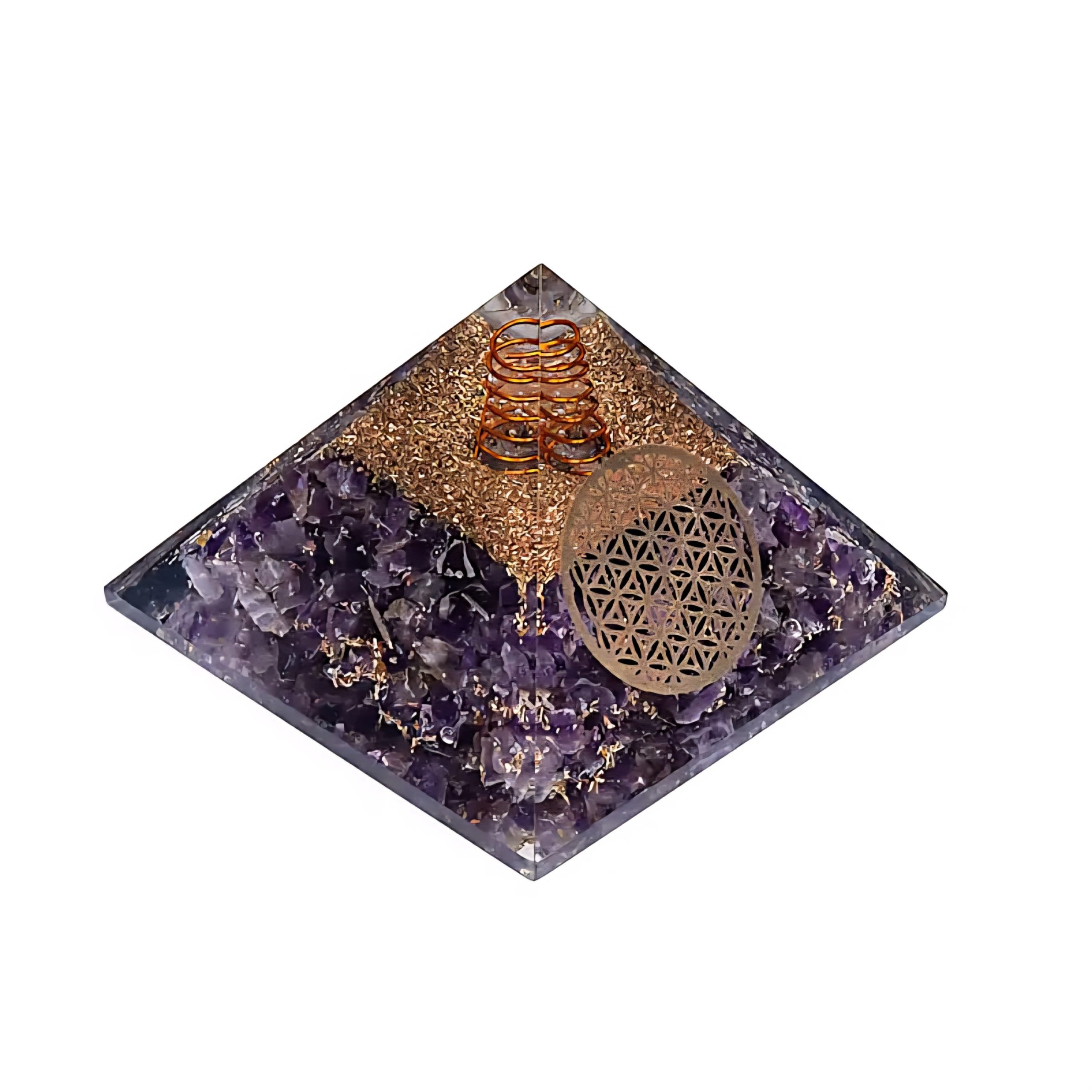 Orgonittpyramide Ametyst med Livets blomst merke - Bilde 3