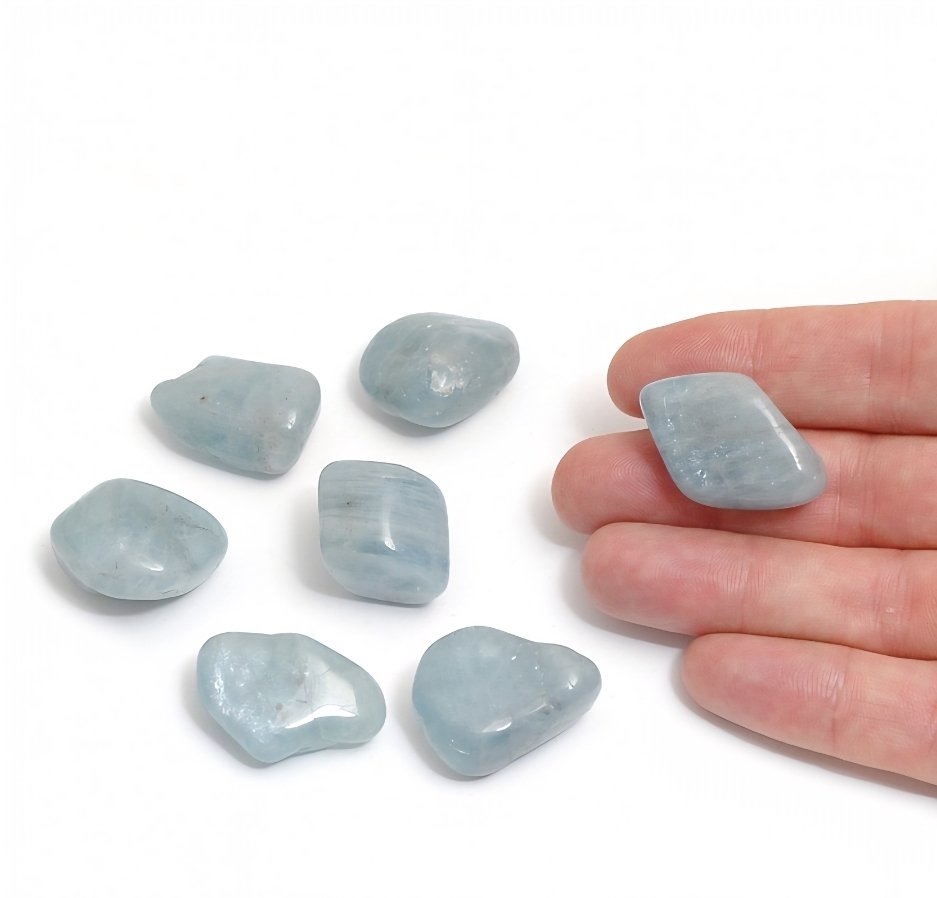 Akvamarin tromlet 1,5-2 cm. - Bilde 2