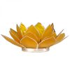 Lotus atmosfærisk lys 3. chakra gul med sølvfarget kant - Stor 13,5 cm.