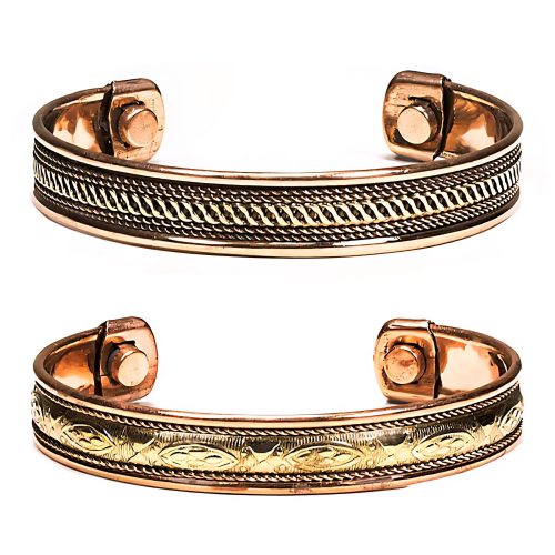 Armbånd i kobber med magneter – sett med 2