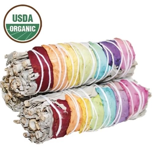 White Sage Smudge Stick – 7 Chakra Rose Floral (10 cm)