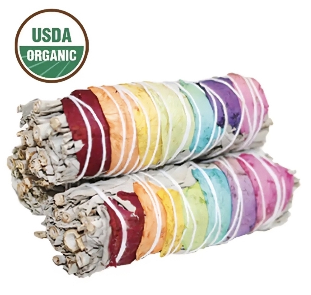 White Sage Smudge Stick – 7 Chakra Rose Floral (10 cm)