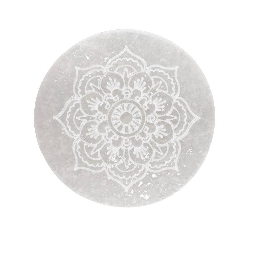 Selenittplate rund – geometrisk blomst