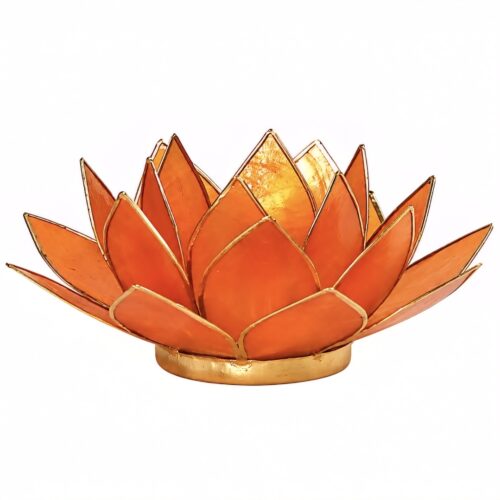 Lotus telysholder oransje – 2. chakra med gullkant