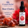 Base Chakra – Crystal Herbs 10 ml blomsteressens, illustrasjon av slank dråpeflaske